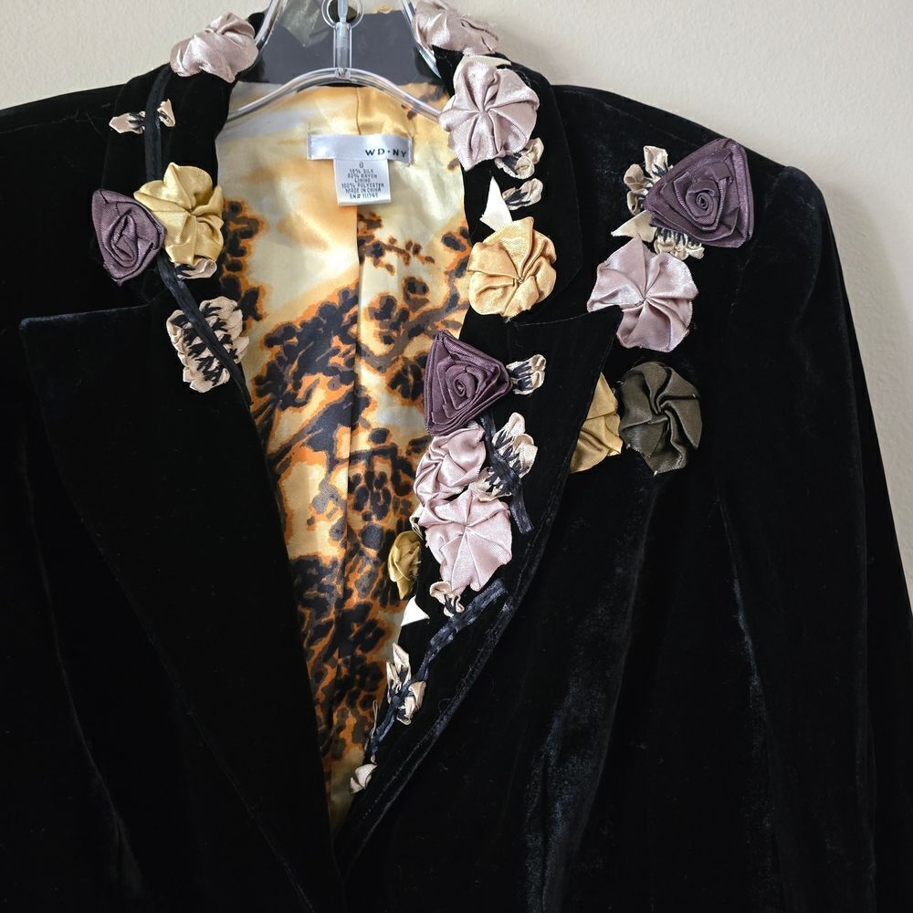 WDNY Silk Velvet Embellished Blazer Jacket Lined Size 6 Wimsigoth Y2k‎  Formal - Picture 4 of 9